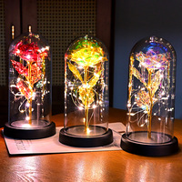 Vente en gros d'usine : Composition florale créative de roses artificielles avec lumières LED colorées, fleurs préservées, idéale pour les cadeaux d'anniversaire pour maman