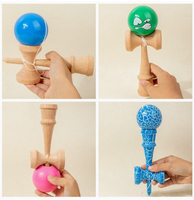 Kendama en bois bleu style Smurf, jouet de compétence vintage, pour débutants, collection nostalgique, cadeau