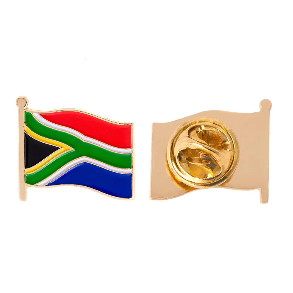 Gratis Monster Bulk Goedkope Custom Metalen Vlag Revers Pin Badge Souvenir Afrikaanse Zuid-afrika Emaille Pin Voor Nationale Dag