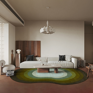 Tapis de salon rectangulaire, couleur unie, dégradé, luxe léger, fait main, moderne, rétro français, haut de gamme - Product Image 6