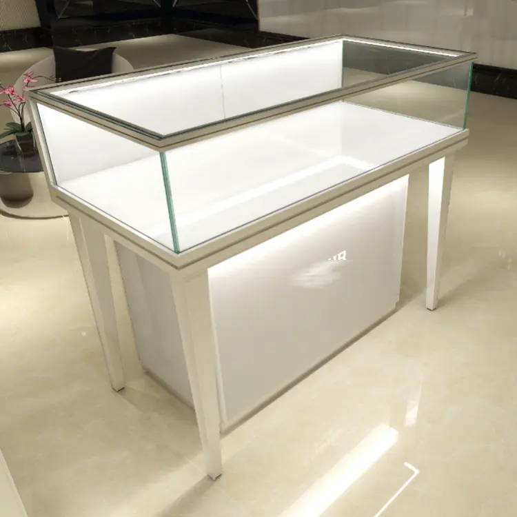 Model Luxury Shopping Mall Glass Assembled Versatile Showroom Display Case Square Cabinet Streamline Jewelry Standard Showcase