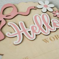 Uionen Panneau de photos en bois rose avec nœud, cadeau de baby shower, souvenir de nouveau-né, accessoire photo pour maman