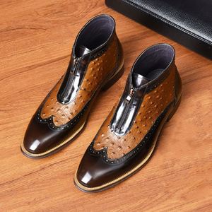 Nouvelles bottes de style automne pour hommes, bottes hautes avec motif crocodile, cuir, bottes en cuir formelles pour hommes - Product Image 2