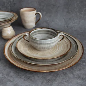 Conjunto de placas de cerâmica para jantar, 12 peças estilo nórdico da ocidental, louças de porcelana, conjunto de jantar