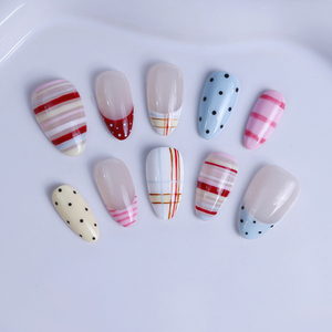 <span class=keywords><strong>Uñas</strong></span> Postizas Artificiales Nuevas al por Mayor, 10 Piezas, <span class=keywords><strong>Uñas</strong></span> Acrílicas Francesas Pintadas a Mano, Cobertura Completa, Diseño Personalizado Hermoso - Product Image 5