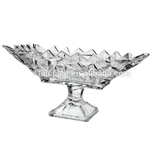 Cuenco rectangular de cristal para fruta, tazón con pie para mesa, centro de mesa, diseño moderno