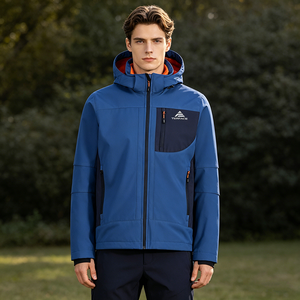 Fournisseur chinois de vêtements pour hommes, vêtements de sport d'extérieur, veste softshell imperméable, doublée de polaire orange avec capuche amovible - Product Image 1