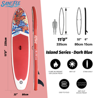 Planche de SUP gonflable série Koi 11' au design artistique oriental, en PVC 1,2 mm avec finition brossée, avec accessoires