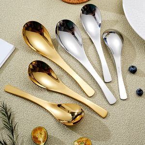 <span class=keywords><strong>Cuillère</strong></span> à soupe chinoise <span class=keywords><strong>en</strong></span> <span class=keywords><strong>métal</strong></span> SUS304, grand design, finition miroir or et argent, écologique, durable, pour fêtes, restaurants et usage public - Product Image 3