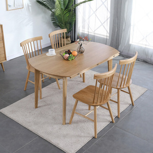 North European Solid <b>Wood</b> <b>Extendable</b> Oval <b>Dining</b> <b>Table</b> Cherry <b>Wood</b> Color For <b>Dining</b> Room - Product Image 1