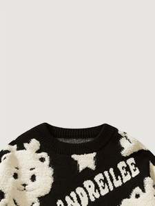 Pull en tricot brodé à col rond personnalisé Pull en tricot à motif de dragon mignon Pull en tricot décontracté pour hommes - Product Image 5