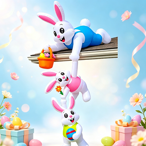 Inflatable Hanging Easter Bunny Family Decoration With Basket For Roof Porch Window And Outdoor Holiday Display - Product Image 5