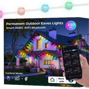 Luzes LED Rgb para decoração de festas de Natal e casamentos, à prova d'água, trilhos de pixels, luzes permanentes para exteriores, luzes para férias