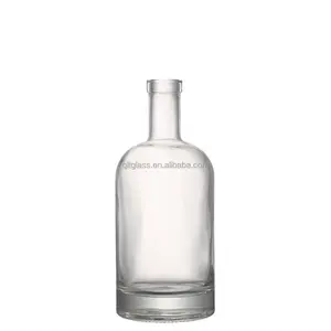 Custom Shape Olso Empty Spirit Extra Flint Clear 700ml Gin Rum Glass Bottle For Liquor