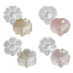 Erken yükseltici DIY reçine kalıp dört yapraklı yonca çok boyutlu çiçek sabun saklama kutusu silikon kalıp sabunluk tepsi kalıp - Product Image 5