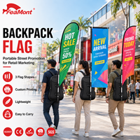 FEAMONT Sac à dos publicitaire d'extérieur en polyester pour sports, drapeau publicitaire ambulant, bannière personnalisée imprimée double face pour affichage de rue