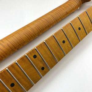 22 Frets TL Electric Guitar <strong>Neck</strong> Roasted Tiger Flame Maple Guitar <strong>Necks</strong> with Flame Maple Fretboard for Guitar Replacement - Product Image 6