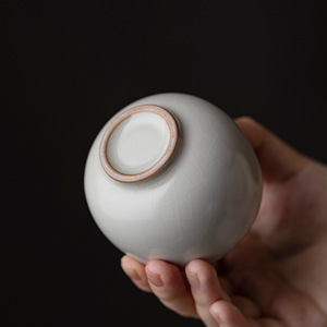 Ru Kiln Ceramic <b>Teacup</b> Egg Shaped Master Cup Beige Porcelain Single Cup For Tea Drinking - Product Image 2