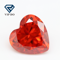 5A Kelas 3*3mm-12*12Mm Oranye/Oranye Merah Hati Potong Batu Permata Zirkonia Kubik Potongan Segi Sintetis Bentuk Hati Batu Zirkonia CZ
