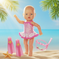 Poupée interactive et éducative Belinda Adorable en plastique étanche de 33 cm, modèle de baignade fonctionnel, ensemble de jouets pour bébé
