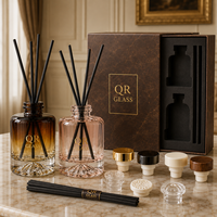 Bouteille diffuseur à roseaux en verre ambré écologique de 150 ml avec couvercle en bois, flacon vide rond pour huiles essentielles et parfums d'ambiance
