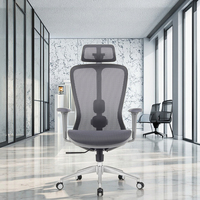 Nouvelle chaise de bureau ergonomique moderne en maille de bonne qualité, pivotante, avec accoudoirs réglables, support lombaire, appui-tête et vérin à gaz certifié classe 3