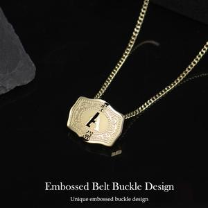 สร้อยคอพร้อมจี้ตัวอักษรสีทอง14K ดีไซน์สร้างสรรค์แฟชั่นใหม่พร้อมหัวเข็มขัดนูนยาว - Product Image 2