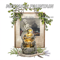 Fontaine Sirène Extérieure en Aluminium avec Boule de Cristal LED Roulante, Décoration Intérieure pour la Maison en Résine, Simple et Autonome, Saisonnier
