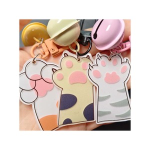 Best Selling 50*36mm Plastic Cartoon Animal Claw Keychains with Colorful Bell Pendant Key Accessories