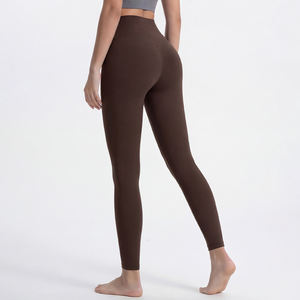 Celana <span class=keywords><strong>Yoga</strong></span> Wanita Naked Feel Pinggang Tinggi Pengangkat Bokong Cepat Kering Elastis Tinggi Slim Fit Celana Latihan Profesional - Product Image 5