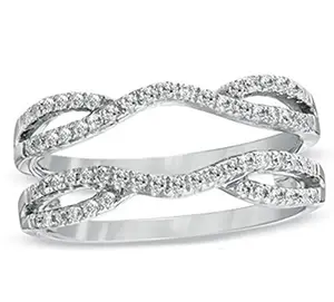 Wholesale Custom 925 Sterling Silver Eternity Wedding Band Diamond wedding ring enhancer 5A Cubic Zircon Zirconia