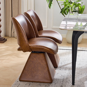 Swivel Convertible <b>Dining</b> <b>Chair</b> with Artificial Leather Upholstery Modern High-back Design for Apartment and Hotel Use - Product Image 5
