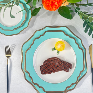 Table Ware <b>Dinnerware</b> <b>Sets</b> Big Plates Gold Plate Chargers Beautiful Green and Gold Dinner <b>Sets</b> - Product Image 1