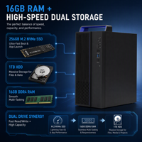 Station de travail de bureau PC Hygon 3350 8 cœurs 3,0 GHz | 16 Go de RAM, 256 Go de SSD M.2 NVMe + 1 To de disque dur, GPU dédié 2 Go, châssis 15 L, ensemble moniteur 23,8 pouces