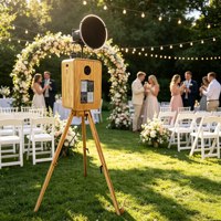 Kiosque photo pliable vintage en bois, prise de vue multi-angles, compatible avec les appareils photo reflex numériques et divers modèles d'iPad