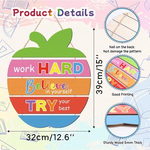 Targhe in <span class=keywords><strong>Legno</strong></span> Grezzo Personalizzabili da Appendere a Parete, con Motivo Arcobaleno Bianco, per Artigianato Fai-da-te - Product Image 4