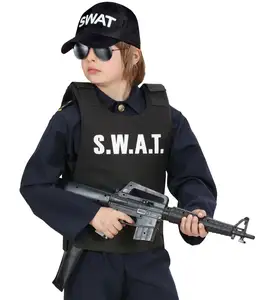 Traje de juego de agente SWAT, chaleco antibalas especial para niños, conjunto de 4 piezas