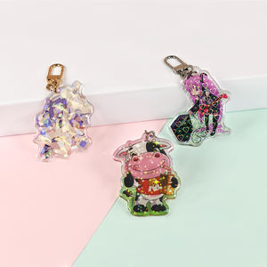 Sin MOQ Revestimiento de resina epoxi de doble cara Encantos de cúpula Llavero de plástico Llavero Barato Impreso Lindo Acrílico transparente Llaveros epoxi - Product Image 3