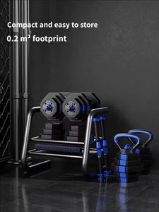 Ensemble d'<span class=keywords><strong>haltères</strong></span>, barres et kettlebells en métal réglables 4 en 1 avec support de rangement portable, <span class=keywords><strong>kit</strong></span> combiné de musculation multifonction pour la maison - Product Image 3
