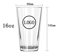 Vente en gros de gobelets de dégustation en verre personnalisés de 16 oz, gobelets transparents pour la bière, l'eau potable