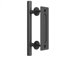 Black Heavy-Duty 12 "Pull Flush Barn Door Handles Set, Grande Design Rústico de Dois Lados, para Portões Garagens Galpões Móveis, Preto