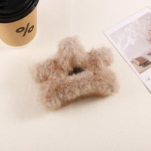 Pince à cheveux en peluche tendance pour femme, motif étoile, couleur unie, en plastique, 13 cm, style coréen, collection automne/hiver - Product Image 2