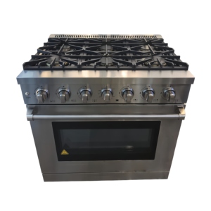 36 Pulgadas 5.5 Cu. Estufa de Gas Independiente con 6 Quemadores, Horno de Convección, Puerta de Vidrio de Triple Capa, Parrillas de Hierro Fundido, Auto-Ignición - Product Image 1