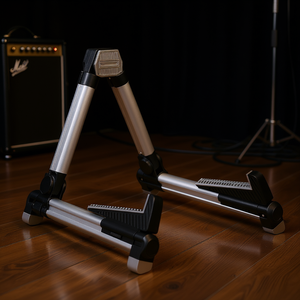 Support de guitare en alliage d'aluminium Gss, argenté, réglable, pliable, universel pour guitare acoustique, électrique, basse, scène, studio - Product Image 2
