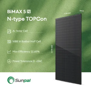 ألواح طاقة شمسية سوداء بالكامل من Sunpal Topcon تكنولوجيا جديدة ألواح طاقة شمسية مزدوجة الزجاج 560 وات 580 وات طقم كامل لأنظمة الطاقة الشمسية المنزلية