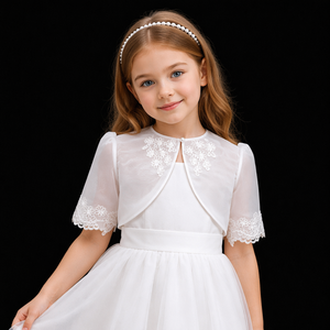 D1329 Chal infantil <span class=keywords><strong>de</strong></span> encaje blanco con cuentas para boda, capa para <span class=keywords><strong>vestidos</strong></span> <span class=keywords><strong>de</strong></span> novia, chaqueta - Product Image 1