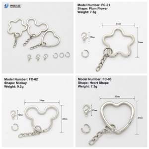 YIWANG พวงกุญแจโลหะรูปหัวใจ DIY,แยกชิ้นส่วนพวงกุญแจห่วงโซ่สีเงิน Mickey - Product Image 3