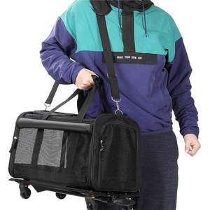 Havayolu onaylı ekstra küçük büyük arabası arabası haddeleme kedi Pet köpek taşıma çantası tekerlekler ile küçük büyük köpek için - Product Image 4