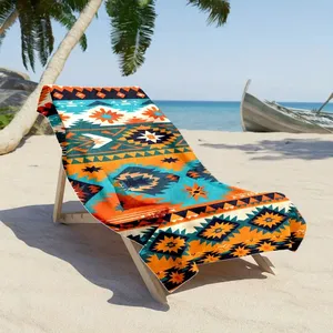 Serviette de plage en coton pur ultra absorbante, personnalisée avec un motif, super confortable, avec poche - Product Image 1