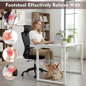 Ergonomic Wooden Footrest <b>Adjustable</b> Solid Wood <b>Office</b> <b>Desk</b> Footstool Home Use - Product Image 5